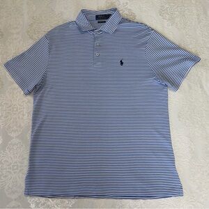 Polo Ralph Lauren Custom Slim Fit Blue & White Striped Polo Size Large